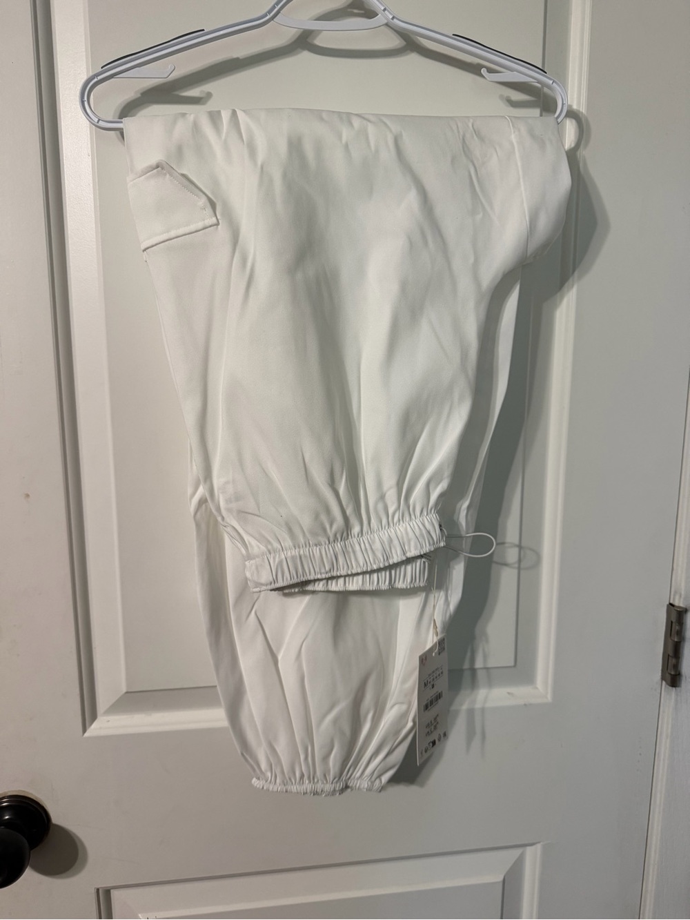 Zara White Elastic Cuff Joggers